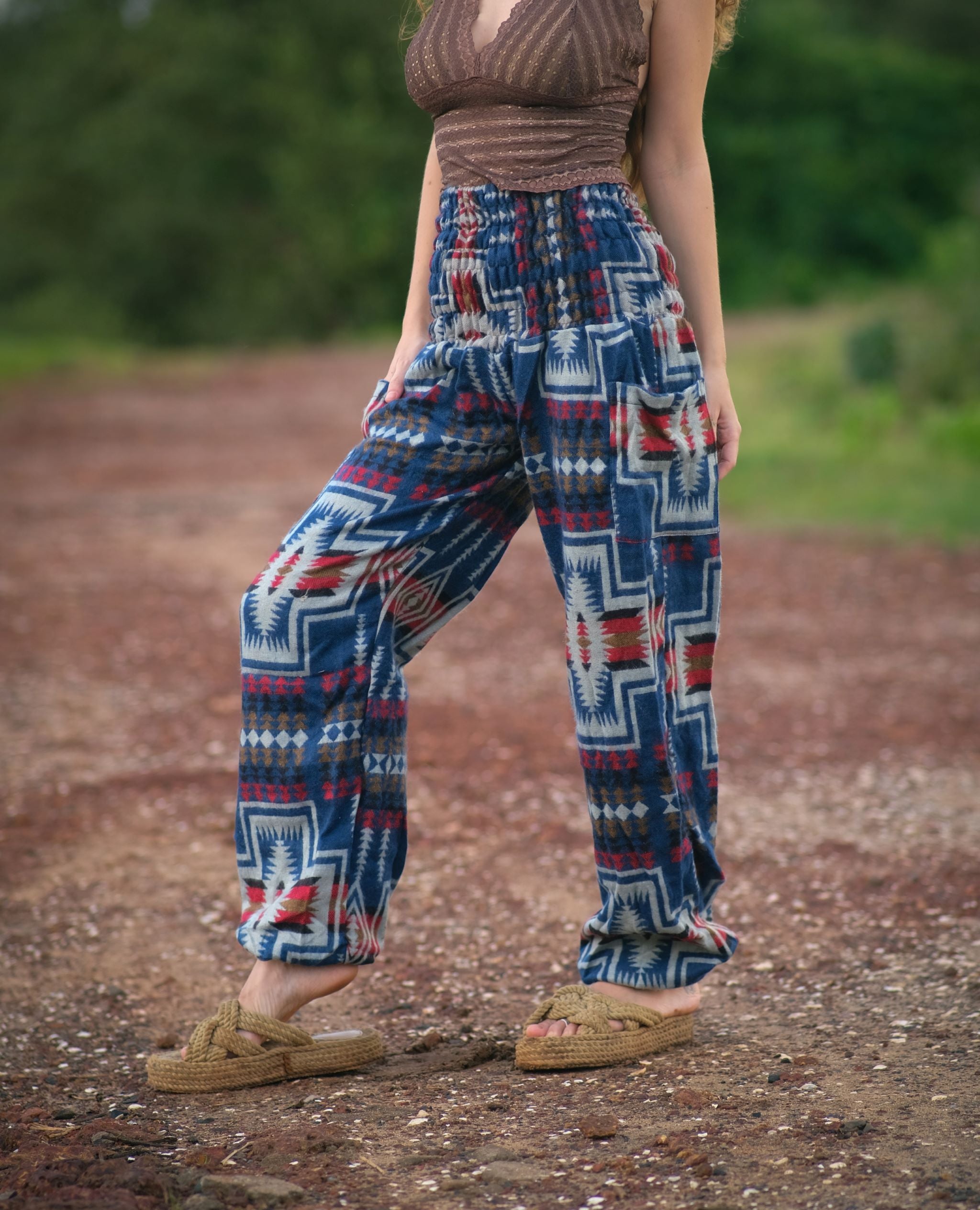 Warm Blanket Trousers - Aztec - Blue