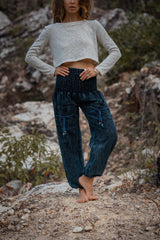Cotton Stonewashed High Cut Harem Pants - Various Colours