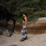 High Crotch Harem Pants - Elephant Print - Navy Blue