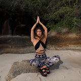 High Crotch Harem Pants - Elephant Print - Navy Blue