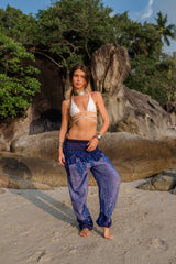 High Crotch Harem Pants - Cute Mandala - Blue