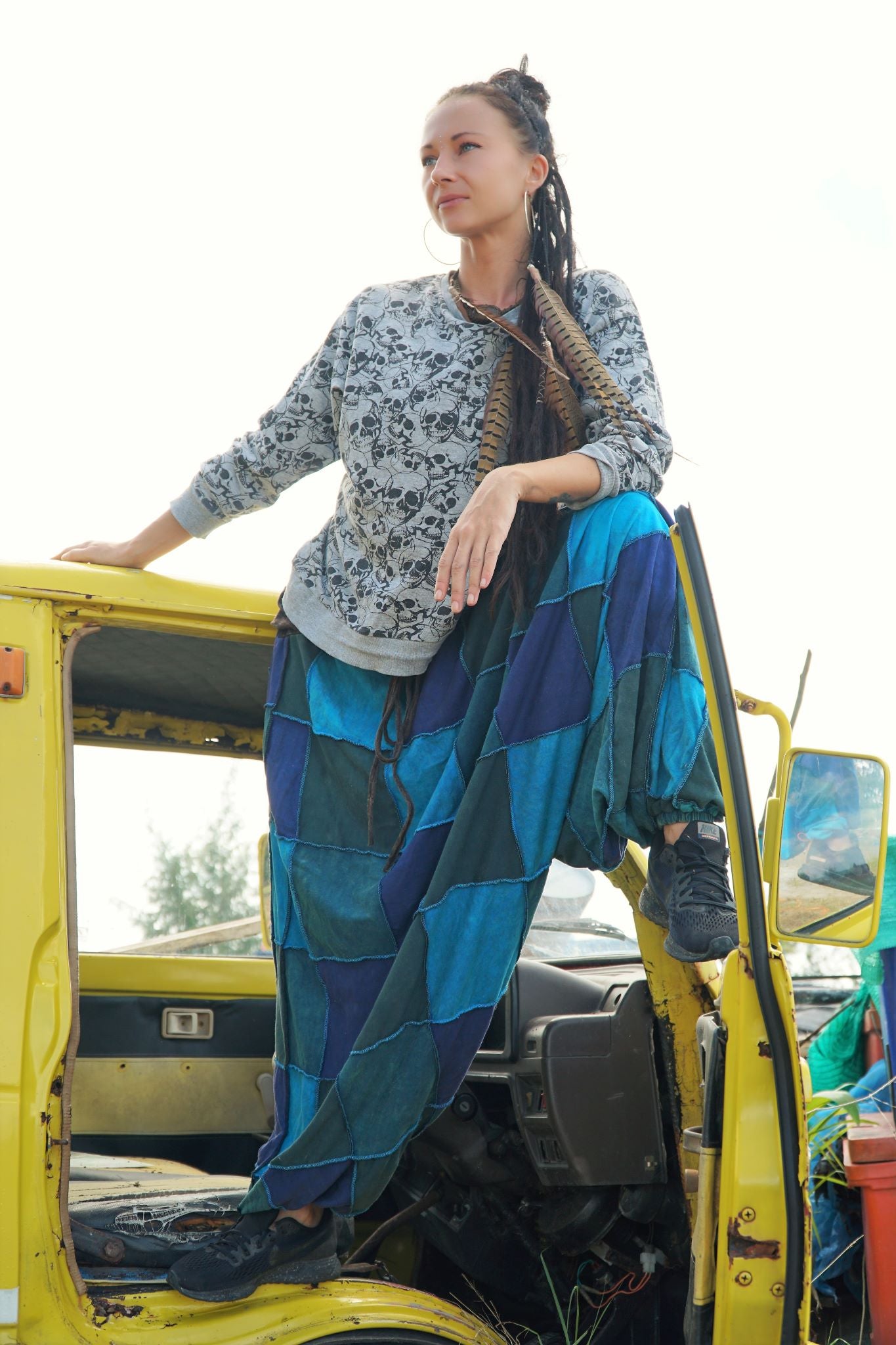 Harem Pants - Patchwork - Blue