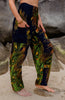 High Crotch Harem Pants - Flame Peacock Feather - Blue