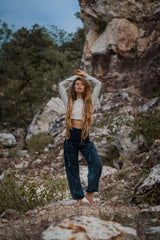 Cotton Stonewashed High Cut Harem Pants - Various Colours