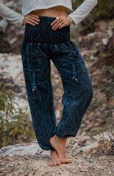 Cotton Stonewashed High Cut Harem Pants - Various Colours
