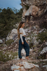 Cotton Stonewashed High Cut Harem Pants - Various Colours