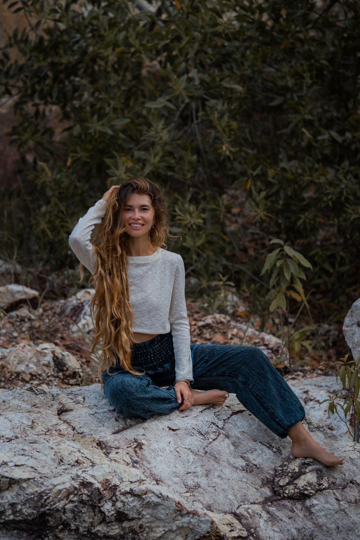 Cotton Stonewashed High Cut Harem Pants - Various Colours