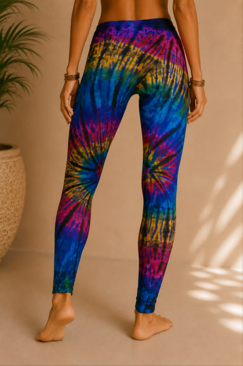 Tie Dye Leggings - Blue, Pink & Orange
