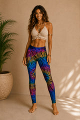 Tie Dye Leggings - Blue, Pink & Orange