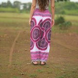 White Mandala High Cut Harem Pants - Pink