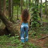 White Mandala High Cut Harem Pants - Turquoise