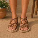 Boho Braided Rope Sandals — Gold Copper Taupe