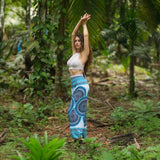White Mandala High Cut Harem Pants - Turquoise
