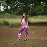 White Mandala High Cut Harem Pants - Pink