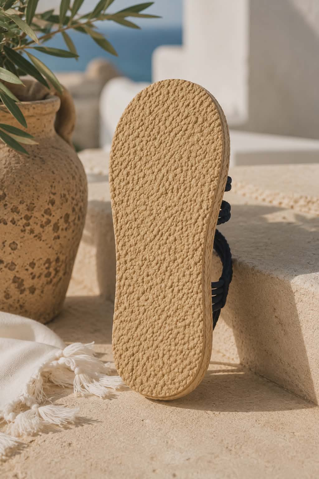 Boho Braided Rope Sandals — Beige & Brown
