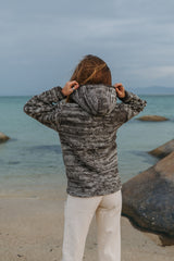 Wool Jacket - Cable Knit Aran - Brown/Cream Marl