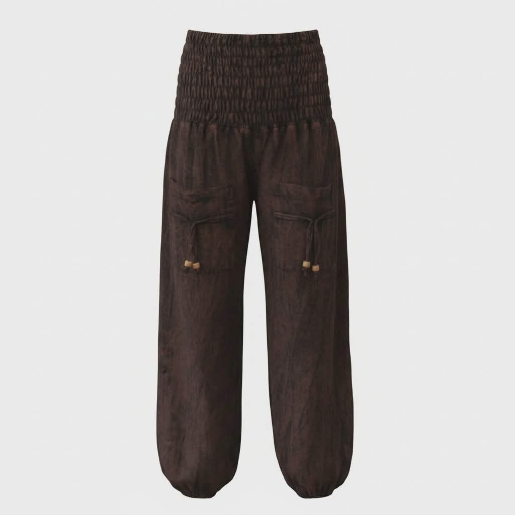 Cotton Stonewashed High Cut Harem Pants - Various Colours