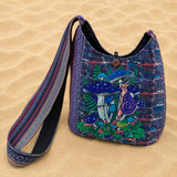 Large Psychedelic Mushroom Cotton Shoulder Bag