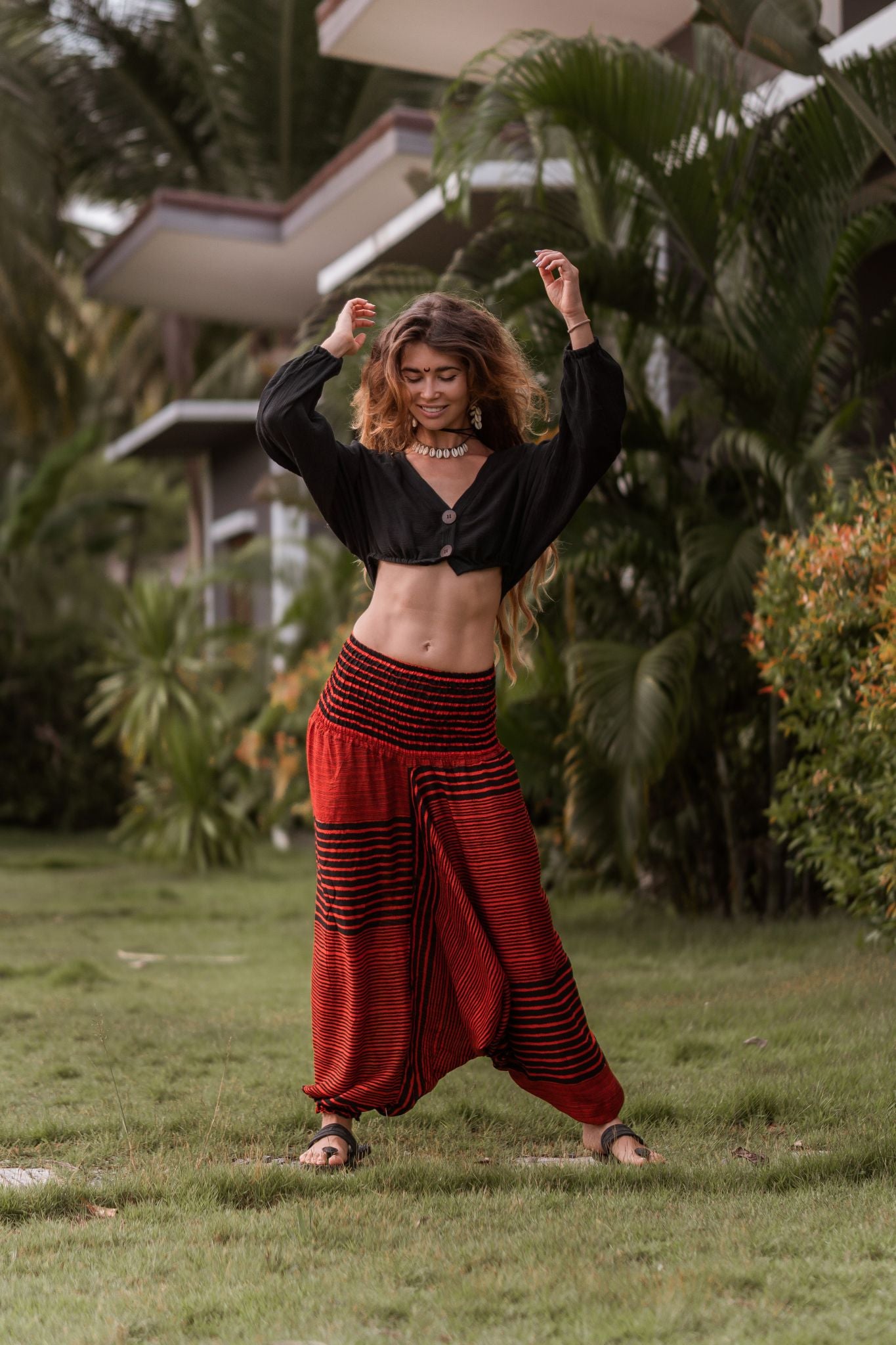 Harem Pants - Striped - Orange/Black