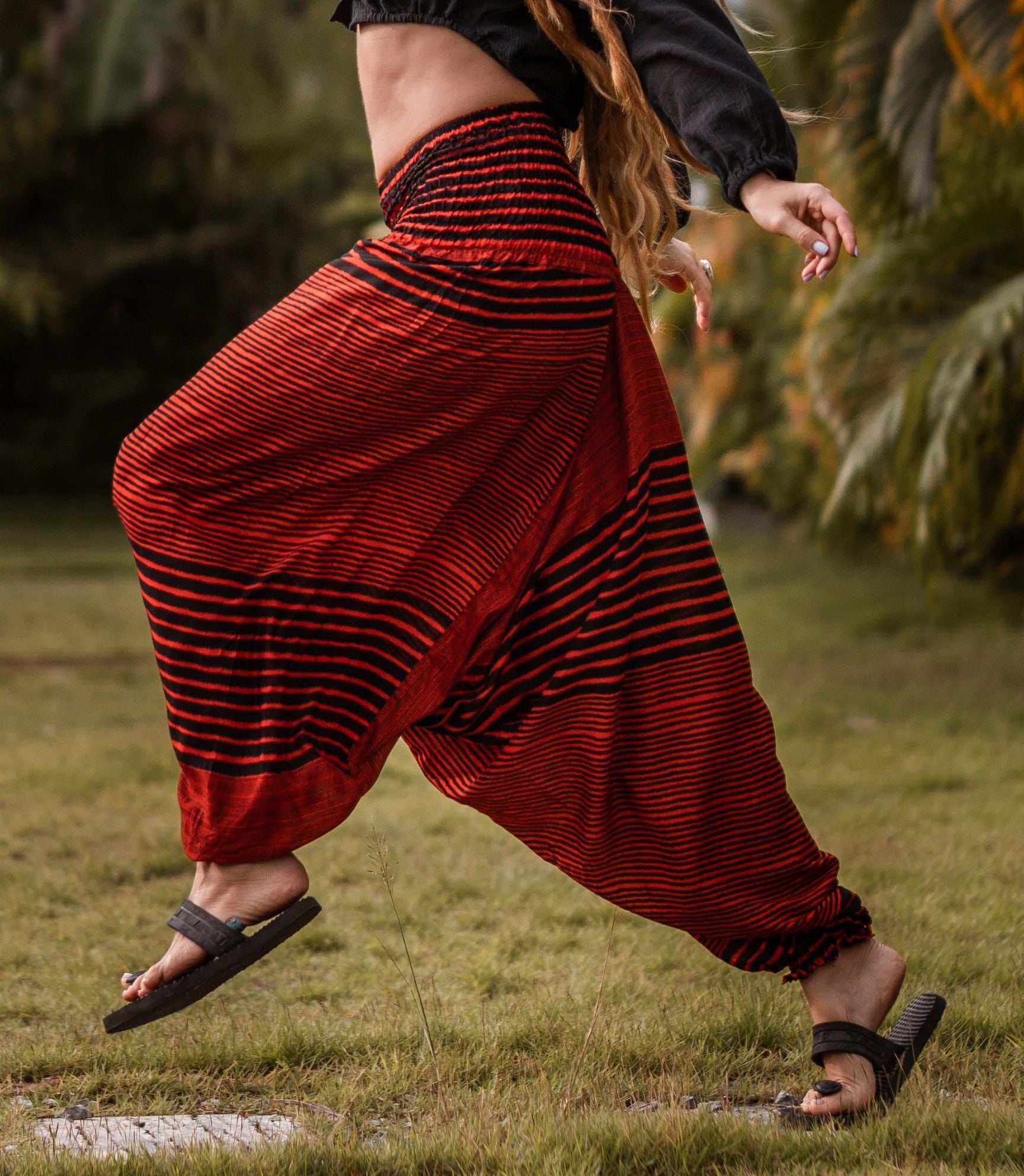 Harem Pants - Striped - Orange/Black