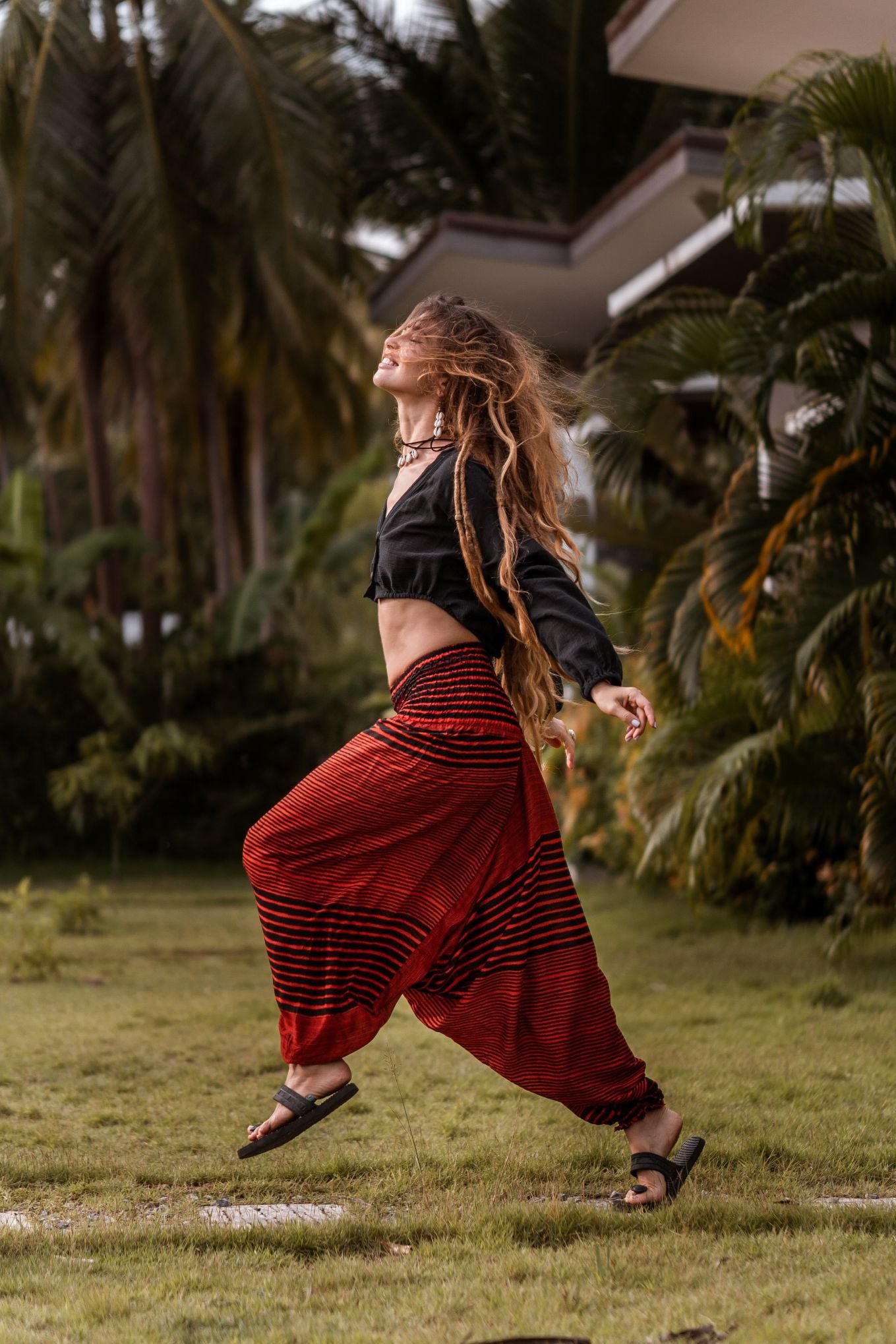 Harem Pants - Striped - Orange/Black