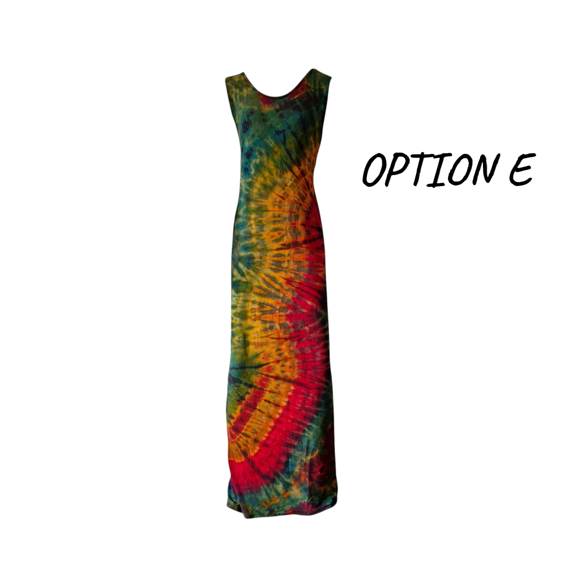 Earthy rainbow tones sleeveless festival dress