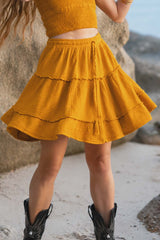 Boho Tiered Cotton Skirt – | Elasticated Waist | Various Colours