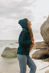 Wool Jacket - Cable Knit Aran - Teal