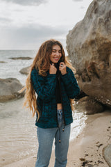 Wool Jacket - Cable Knit Aran - Teal