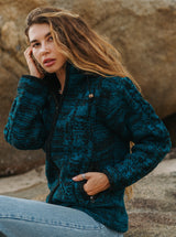 Wool Jacket - Cable Knit Aran - Teal