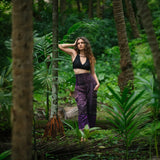 Elephant Print Warm Harem Blanket Pants with Pockets - Purple