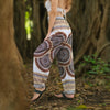White Mandala High Cut Harem Pants - Brown