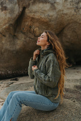 Wool Jacket - Cable Knit Aran - Olive Green