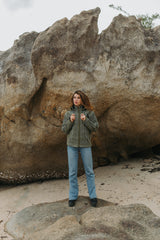 Wool Jacket - Cable Knit Aran - Olive Green