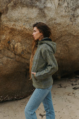 Wool Jacket - Cable Knit Aran - Olive Green