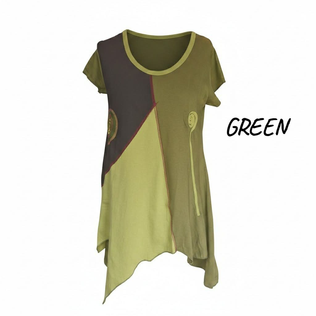 Boho Pixie Hem Panel Top | Various Colours