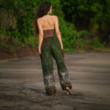 Elephant Print Warm Harem Blanket Pants with Pockets - Green