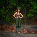 Elephant Print Warm Harem Blanket Pants with Pockets - Green