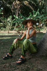 High Crotch Harem Pants - Cute Mandala - Green