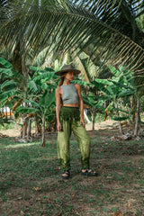 High Crotch Harem Pants - Cute Mandala - Green