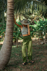 High Crotch Harem Pants - Cute Mandala - Green