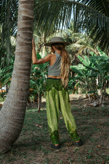 High Crotch Harem Pants - Cute Mandala - Green