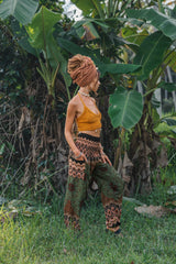 High Crotch Harem Pants - Peacock Feather Mandala - Green