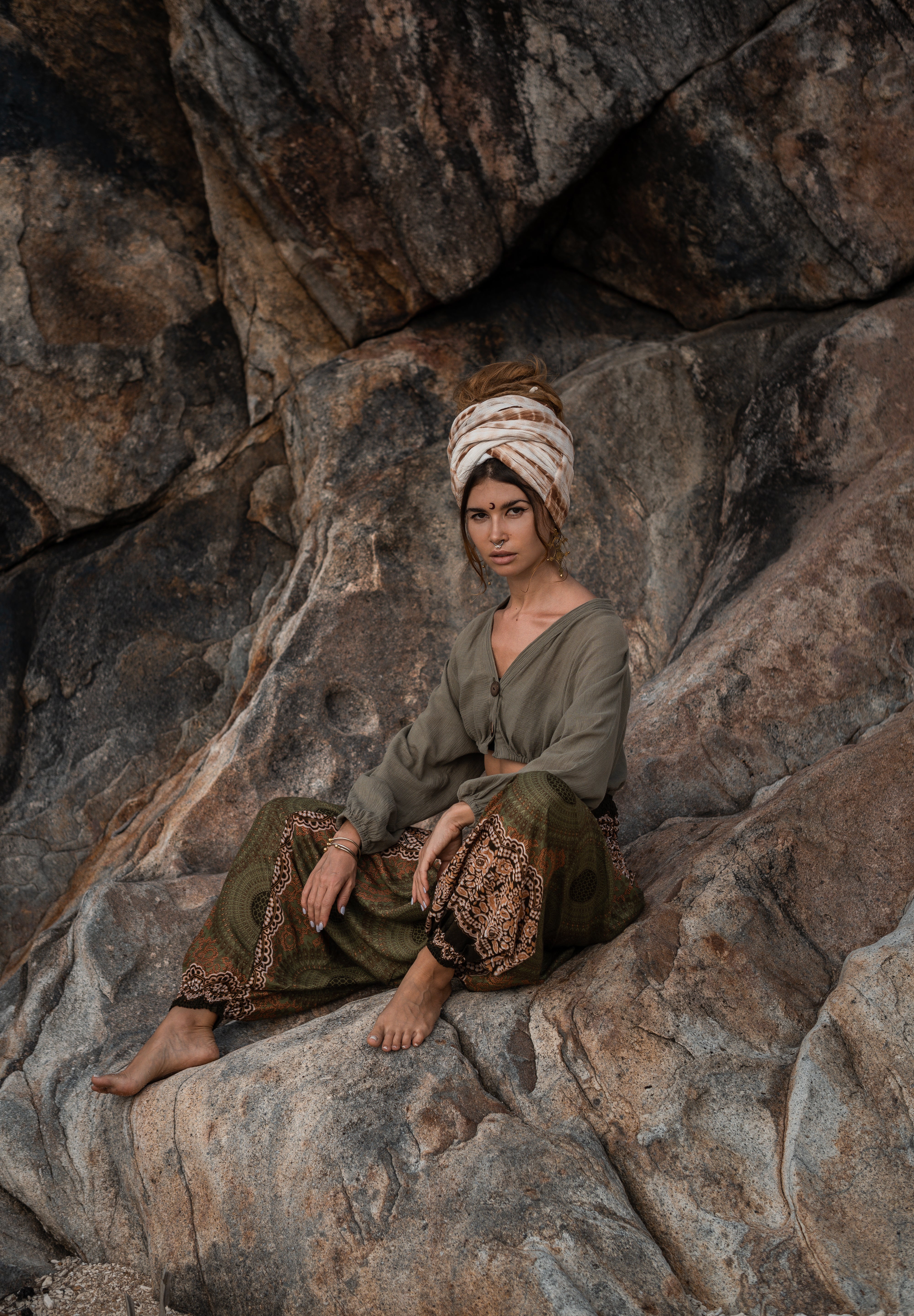 Harem Pants - Mandala Print - Green