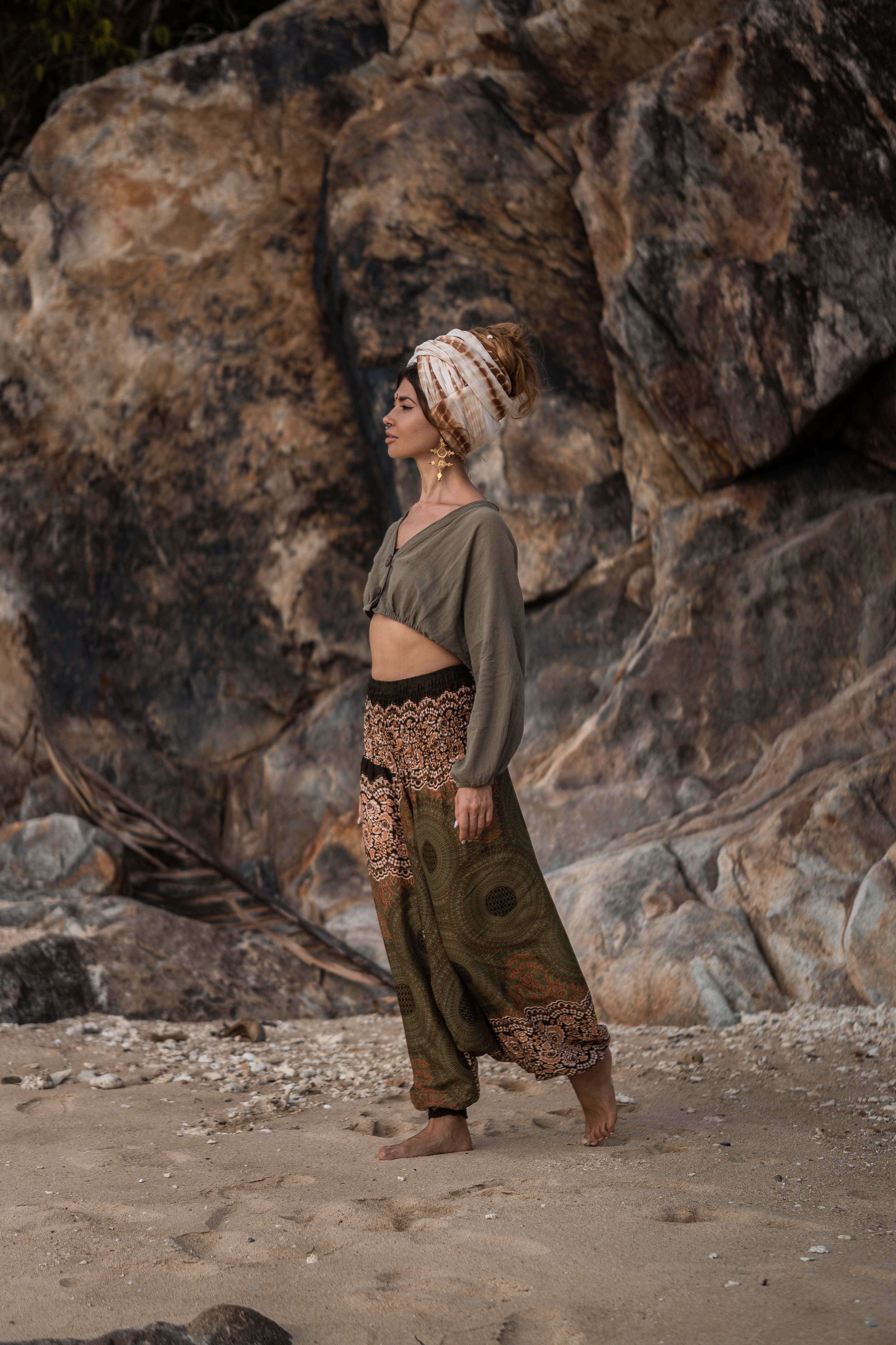 Harem Pants - Mandala Print - Green