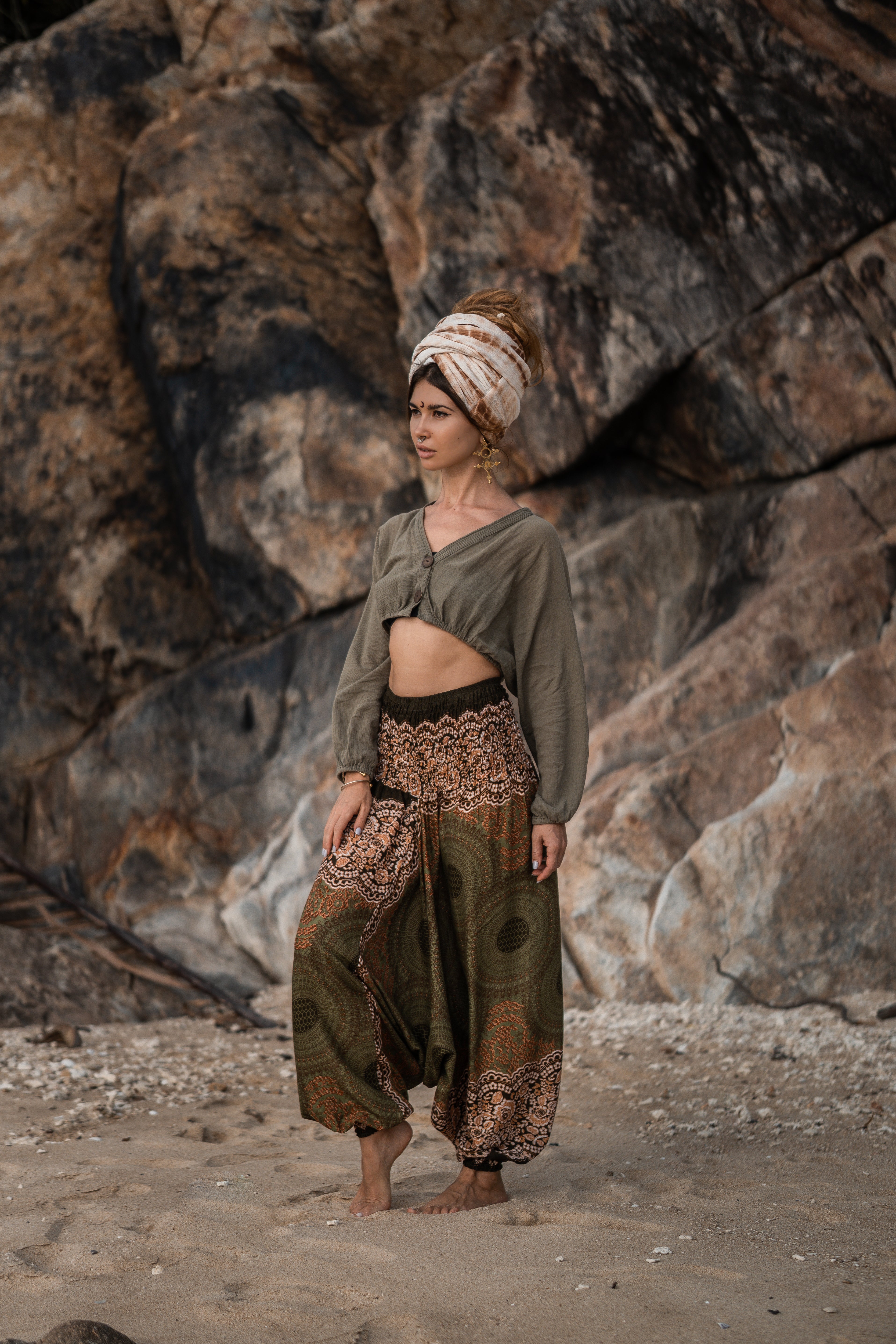 Harem Pants - Mandala Print - Green