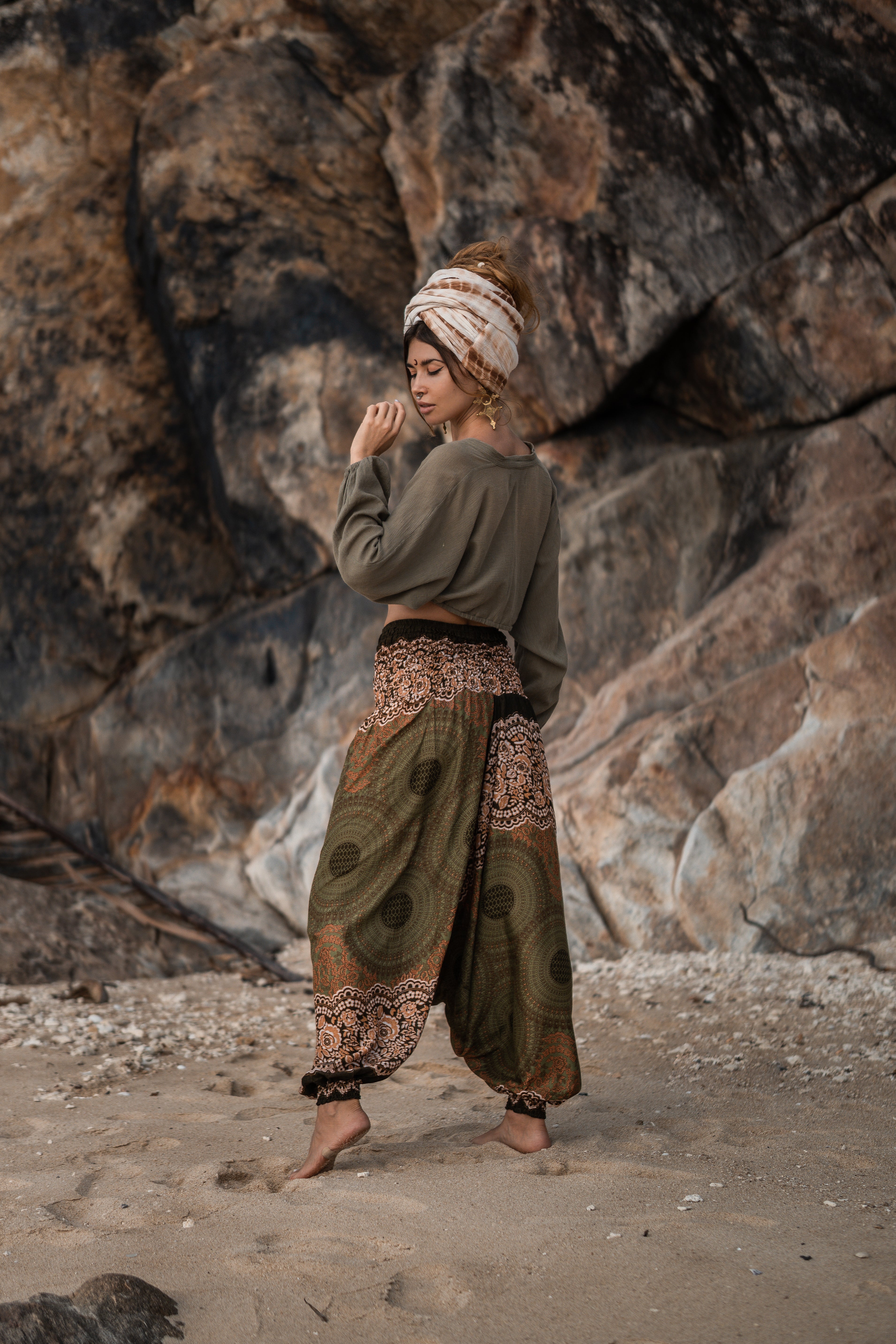 Harem Pants - Mandala Print - Green