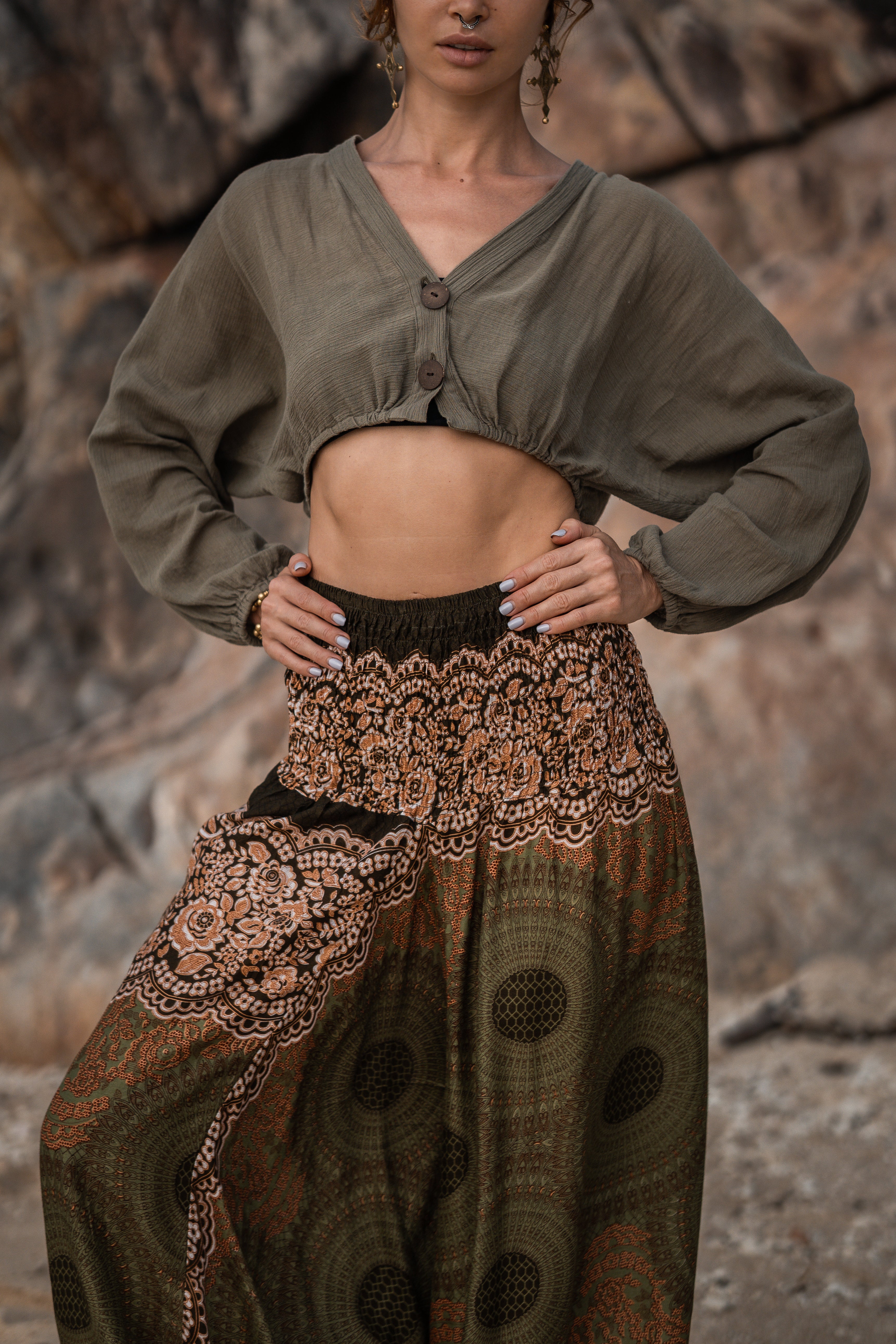 Harem Pants - Mandala Print - Green