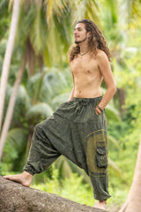 Harem Pants - Stonewashed Swirl Pocket - Green