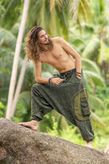 Harem Pants - Stonewashed Swirl Pocket - Green